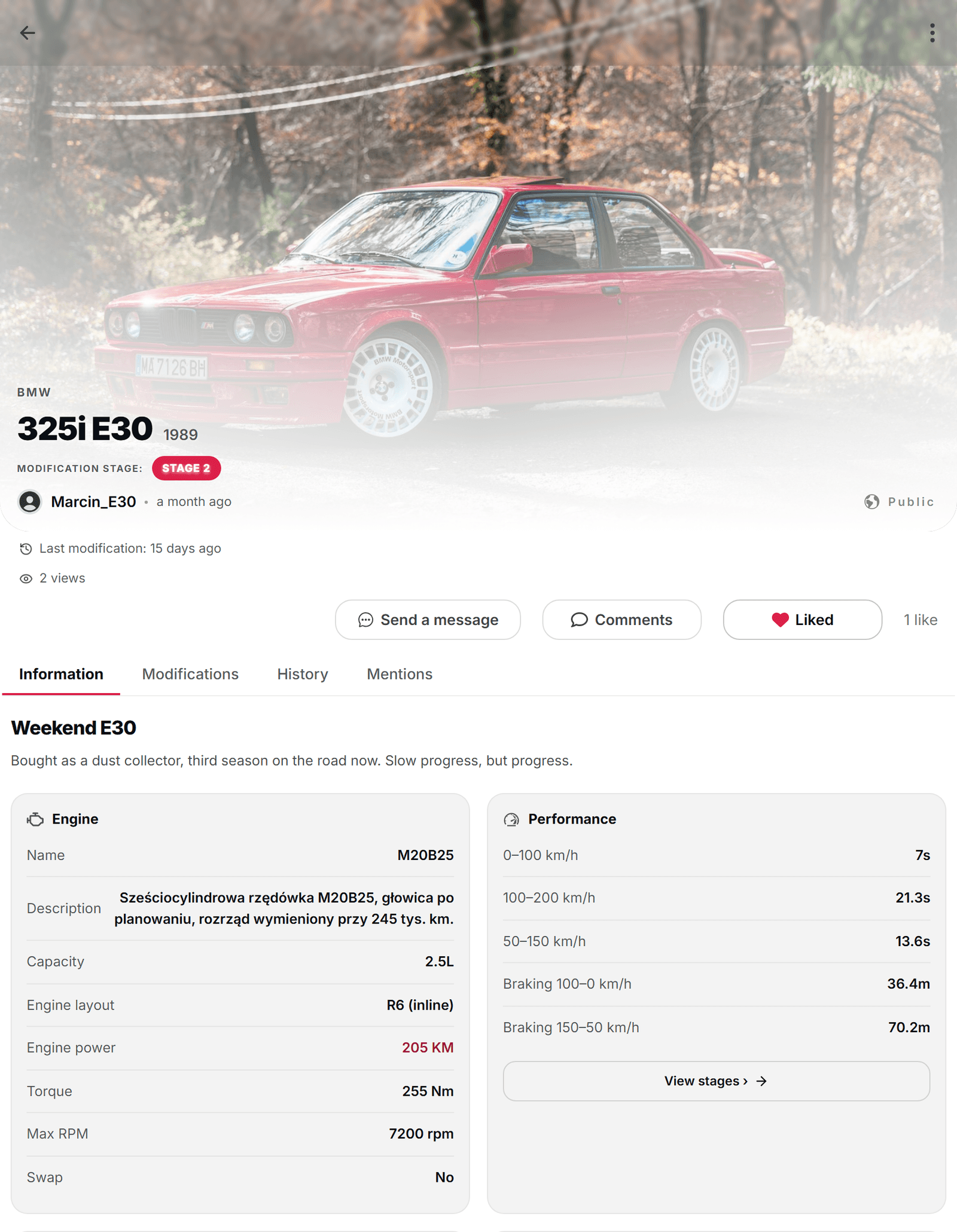 Projektdetails in der App