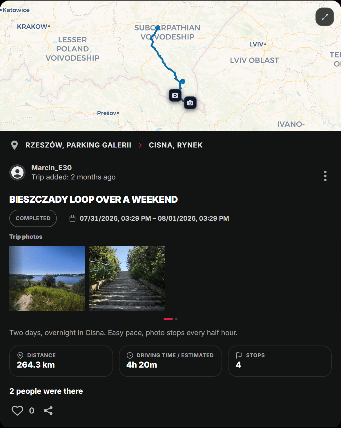Trip in der App