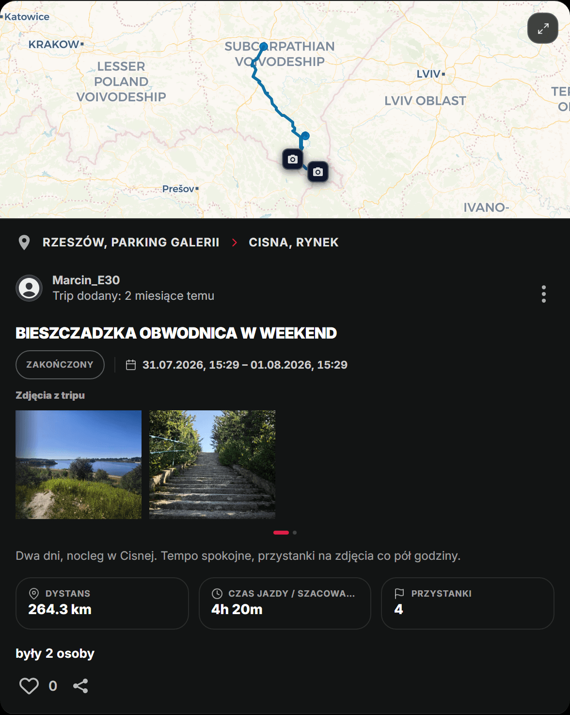 Trip w aplikacji